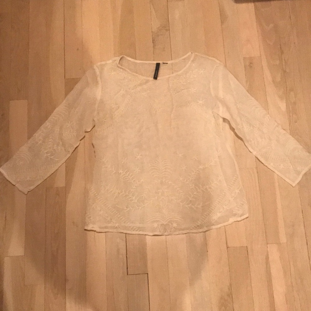Mango cream crochet woven small top
